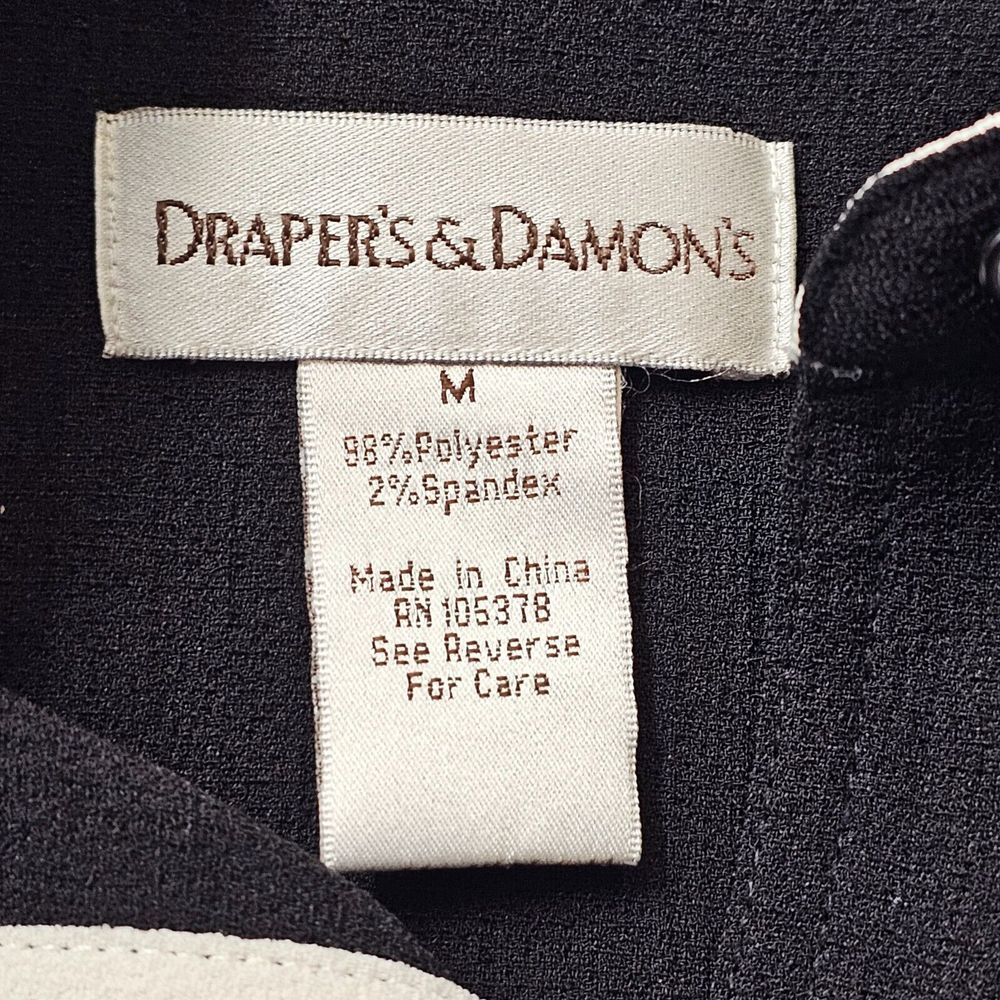 Drapers & Damons Black‎ Button Down Blouse Long Sleeve Collared Womens Medium - Picture 4 of 9